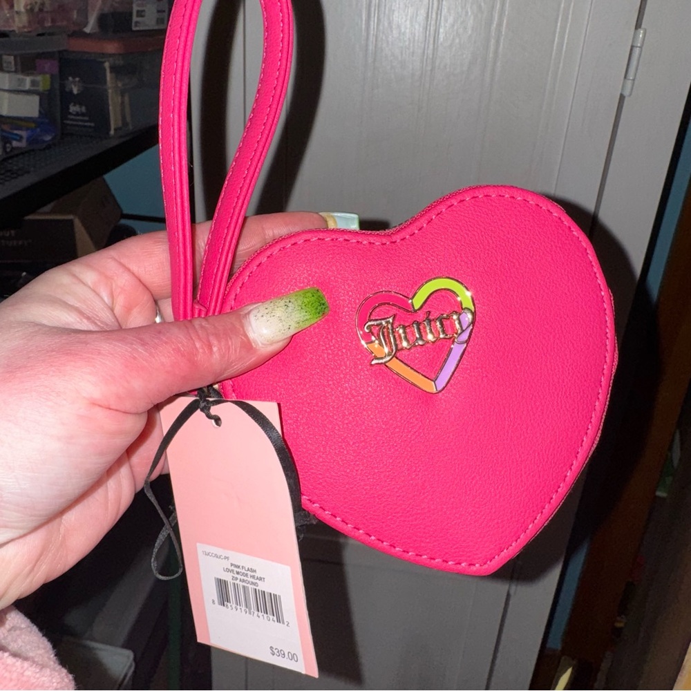 Juicy couture pink heart wristlet
